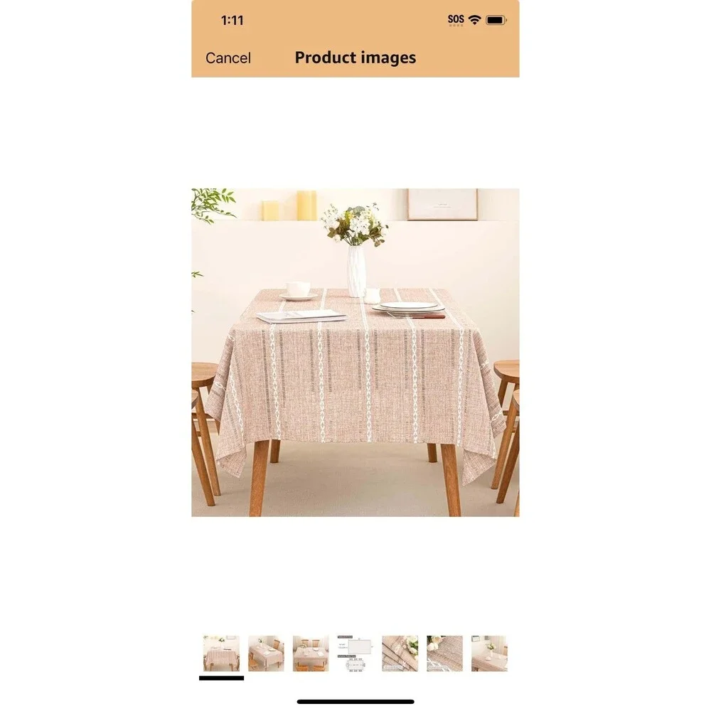 Sieluno Tablecloth Rectangle 54x86 Rustic Farmhouse Heavy Duty Cotton Linen
